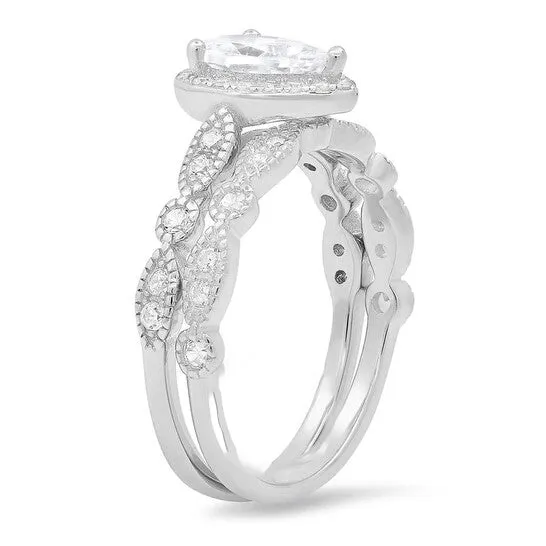 JMS always Rings Original Kylie Harper Sterling Silver 2pc Cubic Zirconia CZ Stackable Ring Set JMS always Rings Original Kylie Harper Sterling Silver 2pc Cubic Zirconia CZ Stackable Ring Set