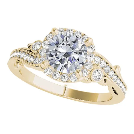 JMS always Rings Original Maulijewels 100 Ct Natural Diamond Halo Engagement Ring In 14K Solid Yellow Gold JMS always Rings Original Maulijewels 100 Ct Natural Diamond Halo Engagement Ring In 14K Solid Yellow Gold