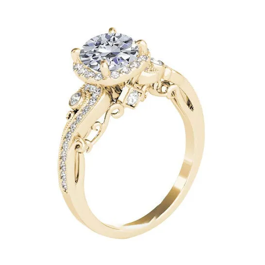 JMS always Rings Original Maulijewels 100 Ct Natural Diamond Halo Engagement Ring In 14K Solid Yellow Gold JMS always Rings Original Maulijewels 100 Ct Natural Diamond Halo Engagement Ring In 14K Solid Yellow Gold
