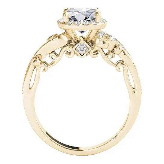 JMS always Rings Original Maulijewels 100 Ct Natural Diamond Halo Engagement Ring In 14K Solid Yellow Gold JMS always Rings Original Maulijewels 100 Ct Natural Diamond Halo Engagement Ring In 14K Solid Yellow Gold