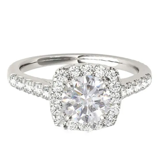 JMS always Rings Original Maulijewels 153 Carat Halo Diamond Moissanite Engagement Ring In 14K Solid White Gold JMS always Rings Original Maulijewels 153 Carat Halo Diamond Moissanite Engagement Ring In 14K Solid White Gold