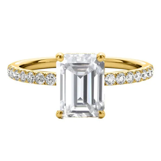 JMS always Rings Original Maulijewels 230 Carat Emerald Cut Moissanite And Natural Round Diamond Engagement Rings For Women In 10K Solid Yellow Gold JMS always Rings Original Maulijewels 230 Carat Emerald Cut Moissanite And Natural Round Diamond Engagement Rings For Women In 10K Solid Yellow Gold
