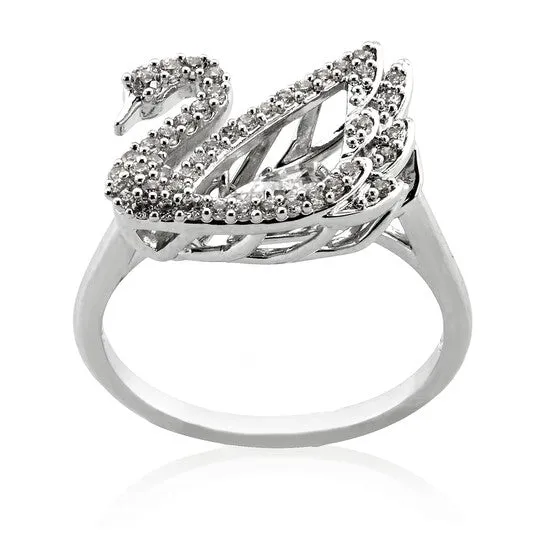 JMS always Rings Original Swarovski Rhodium Plated Dancing Swan Ring Size 52 JMS always Rings Original Swarovski Rhodium Plated Dancing Swan Ring Size 52