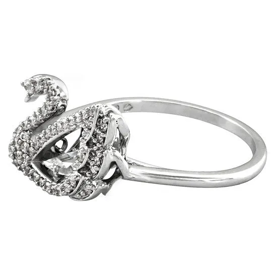 JMS always Rings Original Swarovski Rhodium Plated Dancing Swan Ring Size 52 JMS always Rings Original Swarovski Rhodium Plated Dancing Swan Ring Size 52
