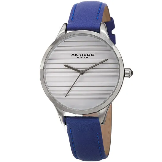 JMS always Watches Original Akribos XXIV Quartz White Dial Blue Leather Ladies Watch AK1005BU JMS always Watches Original Akribos XXIV Quartz White Dial Blue Leather Ladies Watch AK1005BU