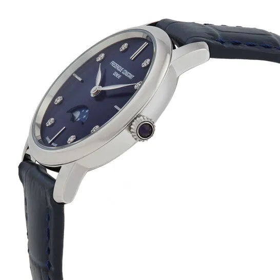 JMS always Watches Original Frederique Constant Slimline Moonphase Quartz Diamond Blue Dial Ladies Watch FC206MPND1S6 JMS always Watches Original Frederique Constant Slimline Moonphase Quartz Diamond Blue Dial Ladies Watch FC206MPND1S6