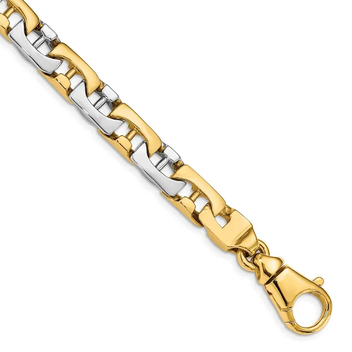 MDS Bracelets Solid 14K Twotone Gold 85 inch 85mm Hand Polished Fancy Link with Fancy Lobster Clasp Bracelet MDS Bracelets Solid 14K Twotone Gold 85 inch 85mm Hand Polished Fancy Link with Fancy Lobster Clasp Bracelet