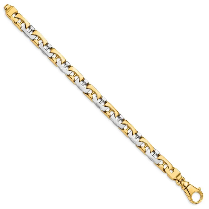 MDS Bracelets Solid 14K Twotone Gold 85 inch 85mm Hand Polished Fancy Link with Fancy Lobster Clasp Bracelet MDS Bracelets Solid 14K Twotone Gold 85 inch 85mm Hand Polished Fancy Link with Fancy Lobster Clasp Bracelet