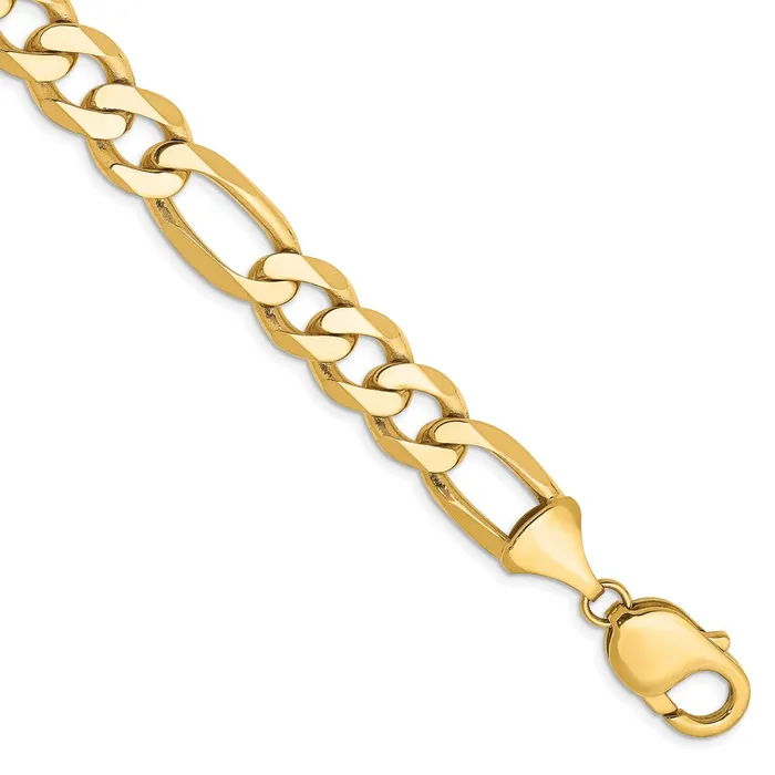 MDS Bracelets Solid 14K Yellow Gold 8 inch 10mm Flat Figaro with Lobster Clasp Bracelet MDS Bracelets Solid 14K Yellow Gold 8 inch 10mm Flat Figaro with Lobster Clasp Bracelet