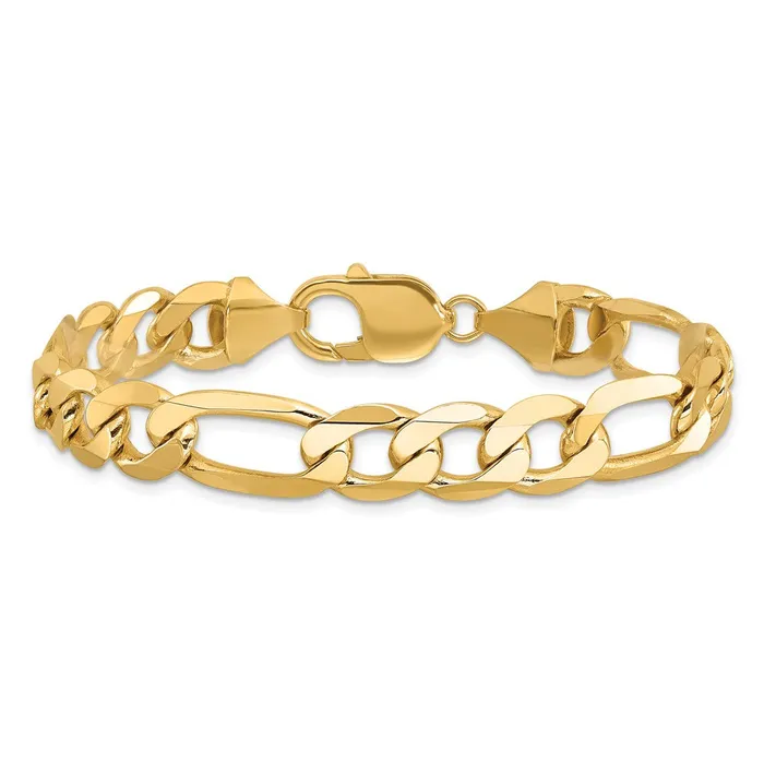 MDS Bracelets Solid 14K Yellow Gold 8 inch 10mm Flat Figaro with Lobster Clasp Bracelet MDS Bracelets Solid 14K Yellow Gold 8 inch 10mm Flat Figaro with Lobster Clasp Bracelet