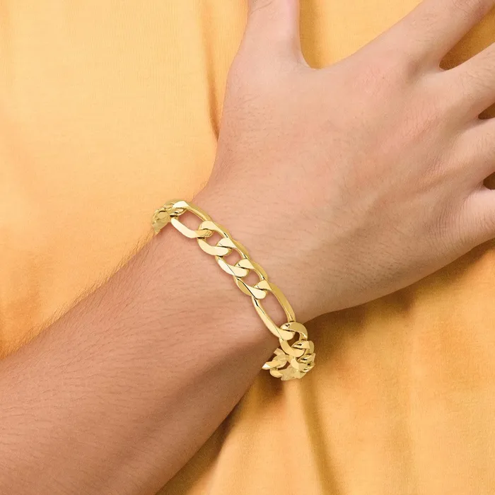 MDS Bracelets Solid 14K Yellow Gold 8 inch 10mm Flat Figaro with Lobster Clasp Bracelet MDS Bracelets Solid 14K Yellow Gold 8 inch 10mm Flat Figaro with Lobster Clasp Bracelet