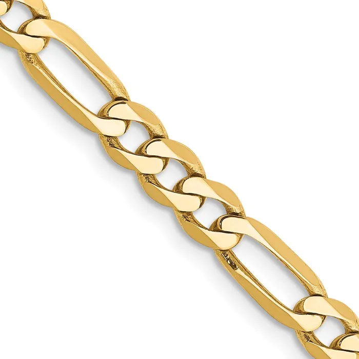 MDS Necklaces 14K Yellow Gold 28 inch 475mm Flat Figaro with Lobster Clasp Chain Necklace MDS Necklaces 14K Yellow Gold 28 inch 475mm Flat Figaro with Lobster Clasp Chain Necklace