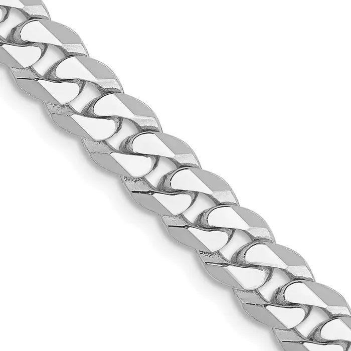 MDS Necklaces Solid 14K White Gold 18 inch 575mm Flat Beveled Curb with Lobster Clasp Chain Necklace MDS Necklaces Solid 14K White Gold 18 inch 575mm Flat Beveled Curb with Lobster Clasp Chain Necklace