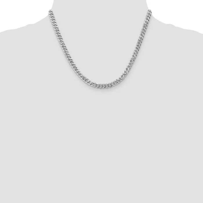 MDS Necklaces Solid 14K White Gold 18 inch 575mm Flat Beveled Curb with Lobster Clasp Chain Necklace MDS Necklaces Solid 14K White Gold 18 inch 575mm Flat Beveled Curb with Lobster Clasp Chain Necklace