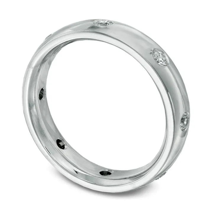 Mens 050 CT TW Natural Diamond Polished Wedding Band in Solid 14K White Gold Goldia Rings Mens 050 CT TW Natural Diamond Polished Wedding Band in Solid 14K White Gold Goldia Rings
