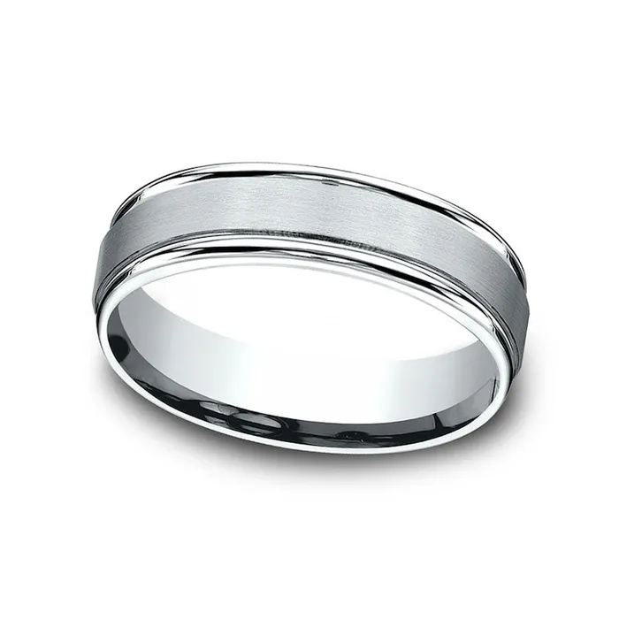 Mens 60mm Satin Finish Stepped Edge ComfortFit Wedding Band in Solid 10K White Gold Goldia Rings Mens 60mm Satin Finish Stepped Edge ComfortFit Wedding Band in Solid 10K White Gold Goldia Rings