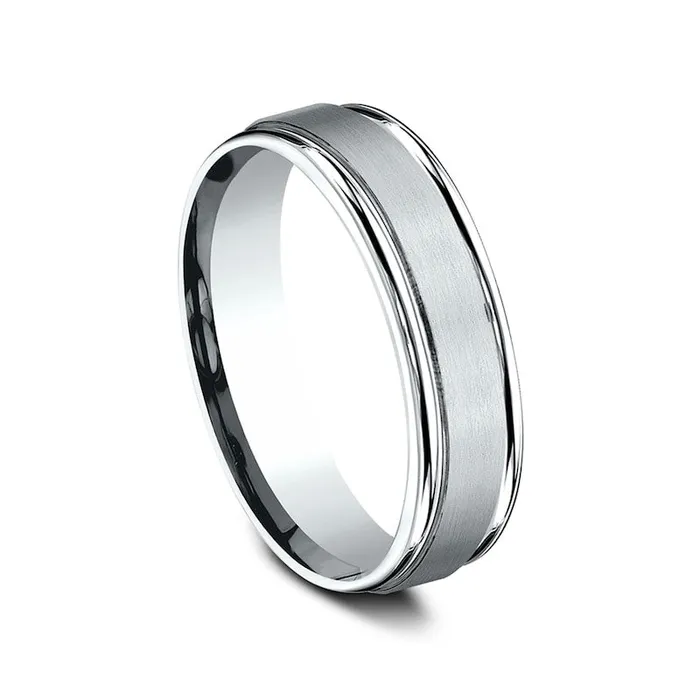 Mens 60mm Satin Finish Stepped Edge ComfortFit Wedding Band in Solid 10K White Gold Goldia Rings Mens 60mm Satin Finish Stepped Edge ComfortFit Wedding Band in Solid 10K White Gold Goldia Rings