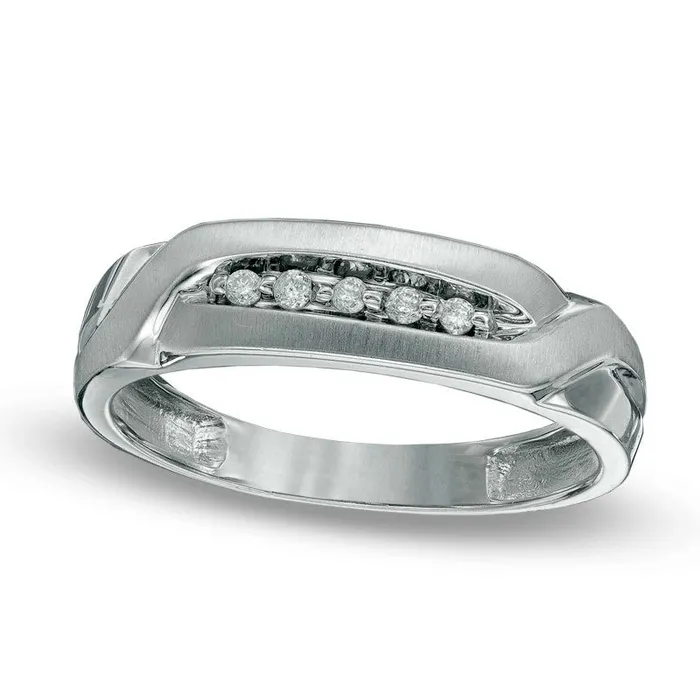Mens Natural Diamond Accent Wedding Band in Solid 10K White Gold Goldia Rings Mens Natural Diamond Accent Wedding Band in Solid 10K White Gold Goldia Rings