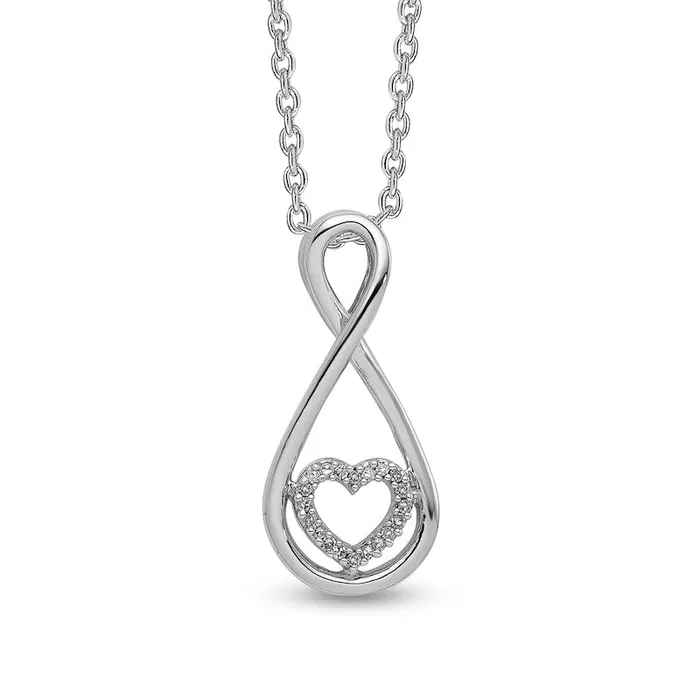 Necklaces 005 CT TW Natural Diamond Infinity with Heart Pendant in Sterling Silver Goldia Necklaces 005 CT TW Natural Diamond Infinity with Heart Pendant in Sterling Silver Goldia