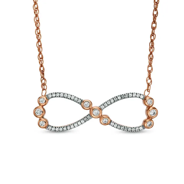 Necklaces 017 CT TW Natural Diamond Infinity Necklace in 10K Rose Gold Goldia Necklaces 017 CT TW Natural Diamond Infinity Necklace in 10K Rose Gold Goldia