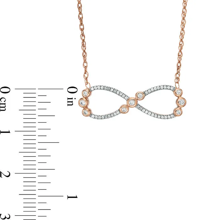 Necklaces 017 CT TW Natural Diamond Infinity Necklace in 10K Rose Gold Goldia Necklaces 017 CT TW Natural Diamond Infinity Necklace in 10K Rose Gold Goldia