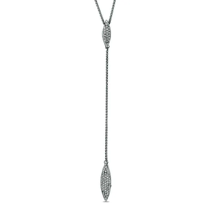 Necklaces 033 CT TW Natural Diamond Oblong Marquise Y Necklace in Sterling Silver 38 Goldia Necklaces 033 CT TW Natural Diamond Oblong Marquise Y Necklace in Sterling Silver 38 Goldia