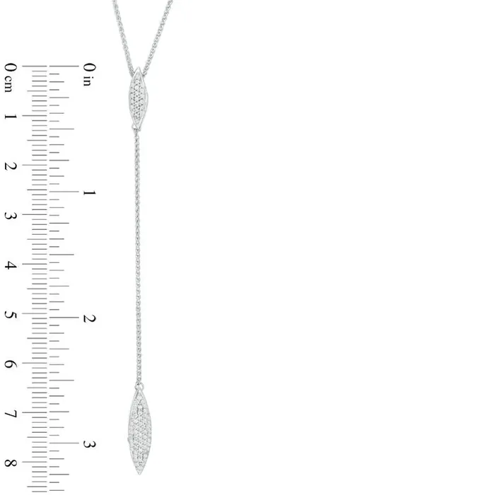 Necklaces 033 CT TW Natural Diamond Oblong Marquise Y Necklace in Sterling Silver 38 Goldia Necklaces 033 CT TW Natural Diamond Oblong Marquise Y Necklace in Sterling Silver 38 Goldia