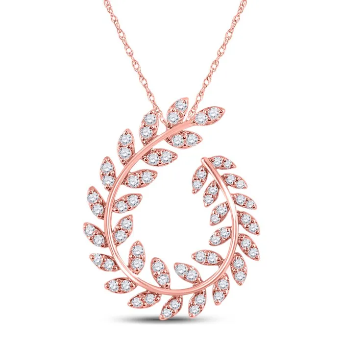 Necklaces 14k Rose Gold Round Diamond Vine Leaf Fashion Pendant 34 Cttw gndatlanta Necklaces 14k Rose Gold Round Diamond Vine Leaf Fashion Pendant 34 Cttw gndatlanta