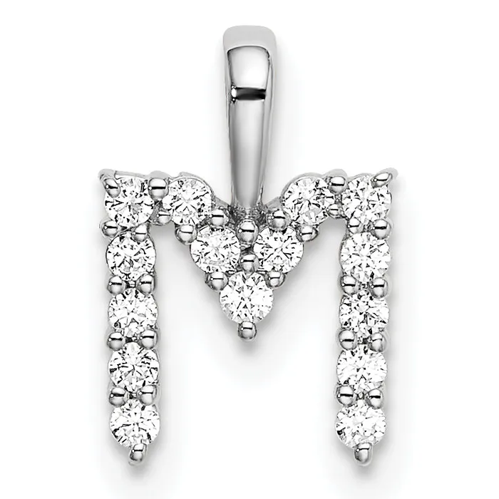 Necklaces 14k White Gold 16 Ct Lab Grown Diamond VSSI G Letter M Initial Pendant Goldia Necklaces 14k White Gold 16 Ct Lab Grown Diamond VSSI G Letter M Initial Pendant Goldia