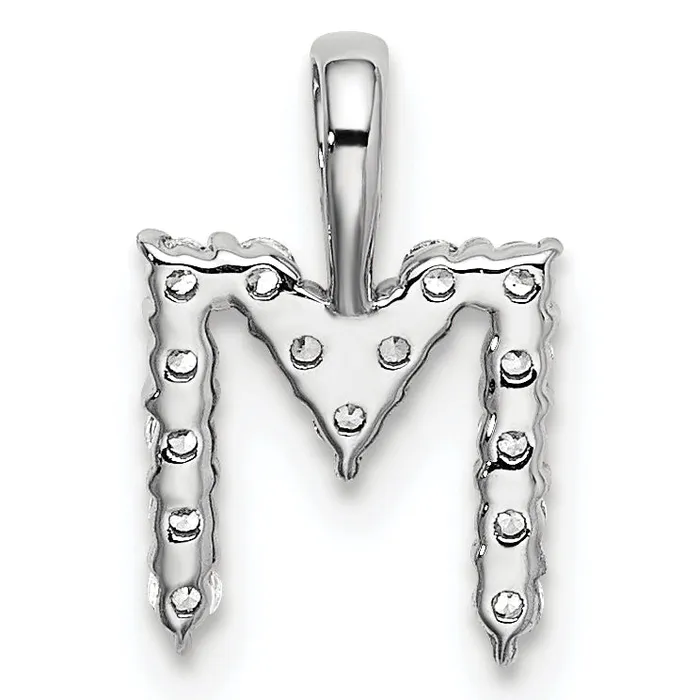 Necklaces 14k White Gold 16 Ct Lab Grown Diamond VSSI G Letter M Initial Pendant Goldia