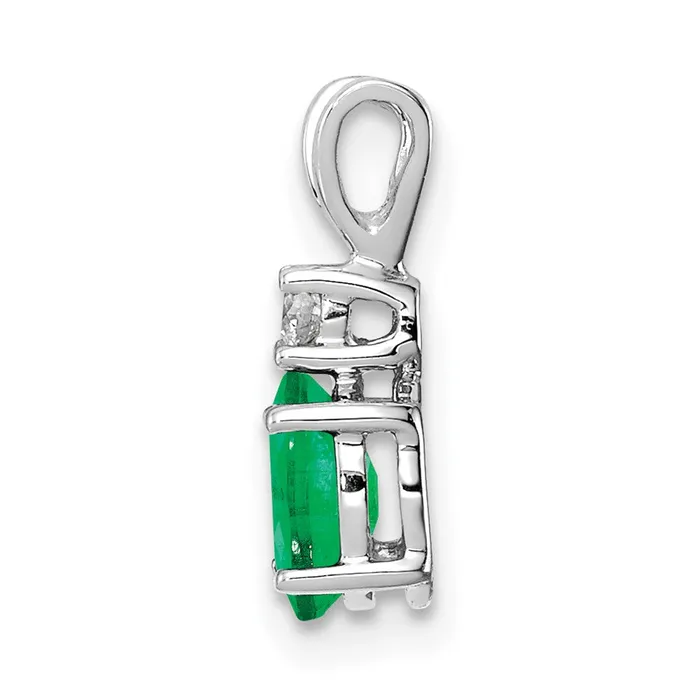 Necklaces 14k White Gold 6x4mm Oval Emerald VS Real Diamond pendant Goldia