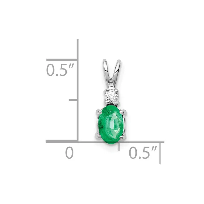 Necklaces 14k White Gold 6x4mm Oval Emerald VS Real Diamond pendant Goldia