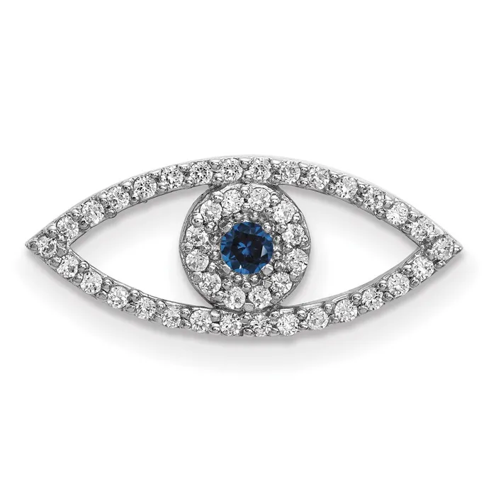 Necklaces 14k White Gold Small Diamond and Sapphire Evil Eye Pendant Goldia Necklaces 14k White Gold Small Diamond and Sapphire Evil Eye Pendant Goldia