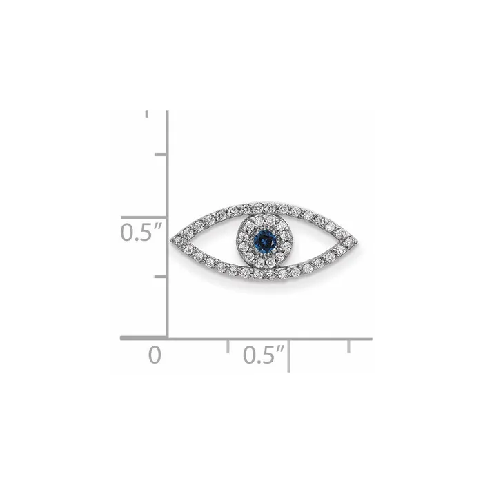 Necklaces 14k White Gold Small Diamond and Sapphire Evil Eye Pendant Goldia
