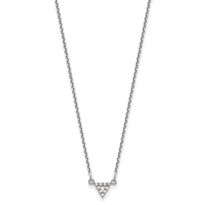 Necklaces 14k White Gold VS Quality Real Diamond 6mm Triangle Necklace Goldia