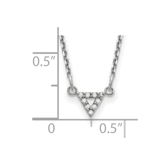 Necklaces 14k White Gold VS Quality Real Diamond 6mm Triangle Necklace Goldia