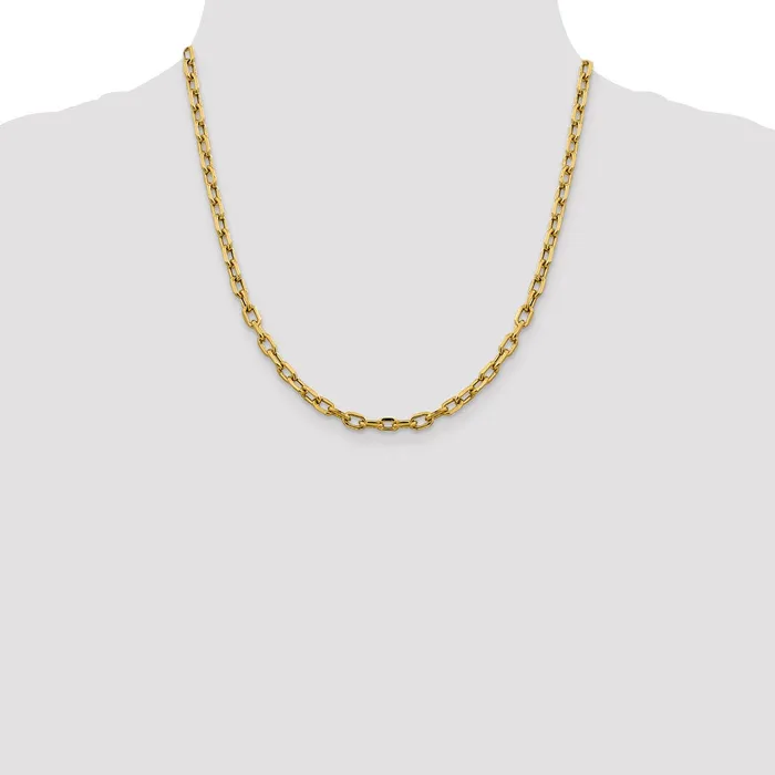 Necklaces 14K Yellow Gold 20 inch 49mm SemiSolid Diamondcut Open Link Cable with Lobster Clasp Chain Necklace MDS Necklaces 14K Yellow Gold 20 inch 49mm SemiSolid Diamondcut Open Link Cable with Lobster Clasp Chain Necklace MDS