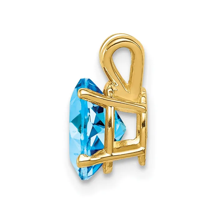 Necklaces 14K Yellow Gold 8x6mm Oval Blue Topaz Checker pendant Goldia