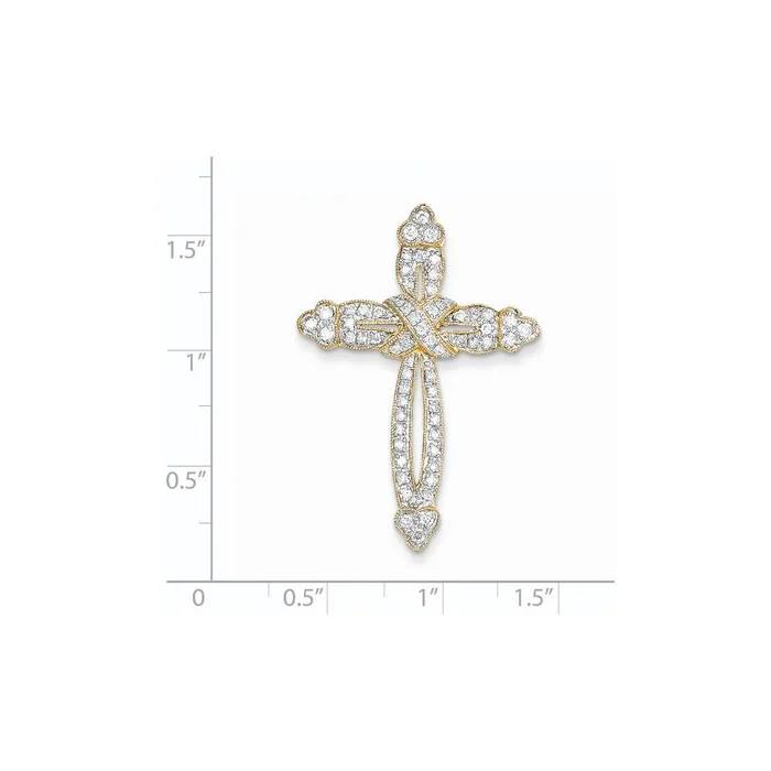 Necklaces 14K Yellow Gold Real Diamond Cross Pendant Goldia