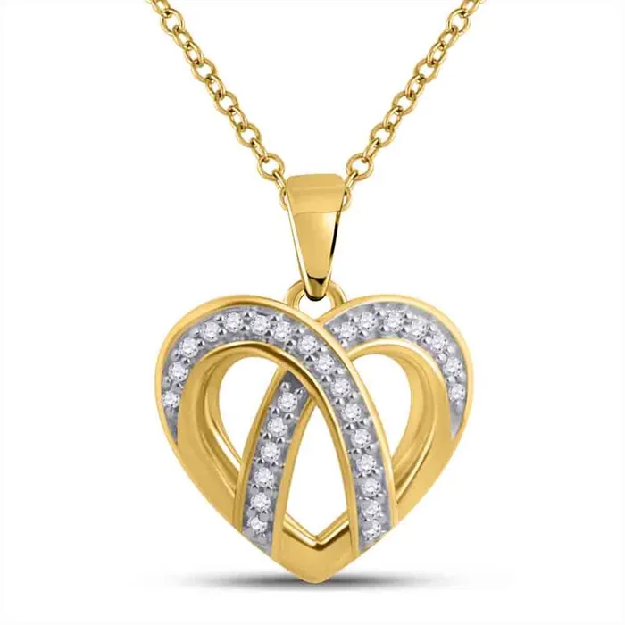 Necklaces gndatlanta 10k Yellow Gold Round Diamond Heart Pendant 110 Cttw Necklaces gndatlanta 10k Yellow Gold Round Diamond Heart Pendant 110 Cttw
