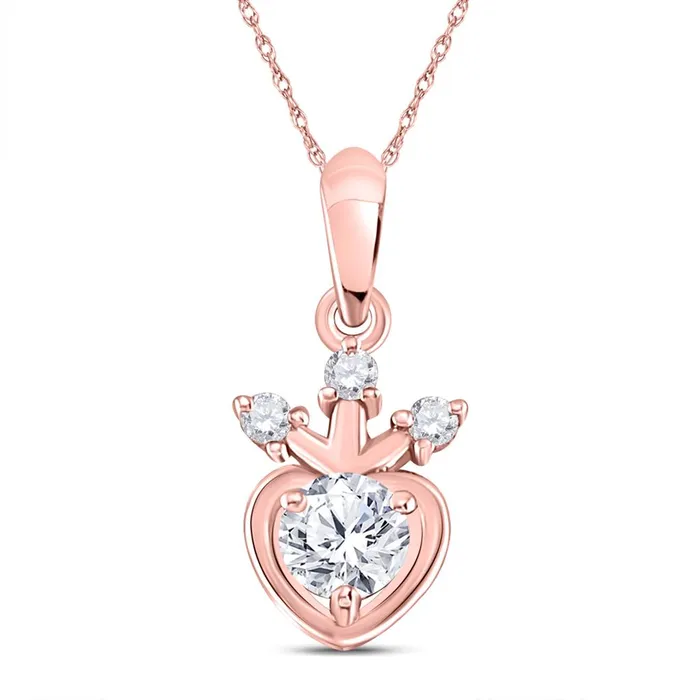 Necklaces gndatlanta 14k Rose Gold Round Diamond Heart Pendant 14 Cttw