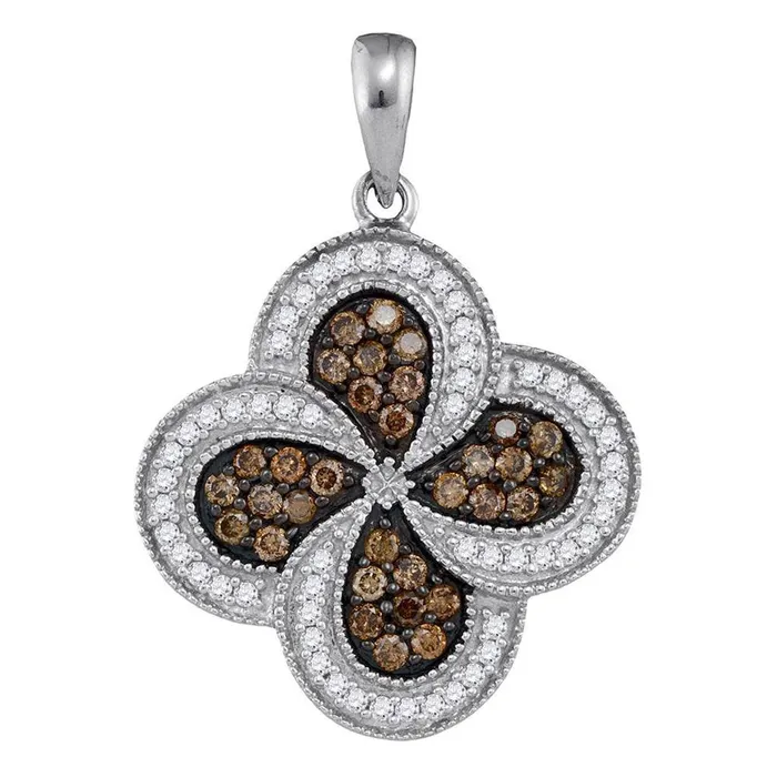 Necklaces gndatlanta 14k White Gold Round Brown Diamond Pinwheel Pendant 34 Cttw Necklaces gndatlanta 14k White Gold Round Brown Diamond Pinwheel Pendant 34 Cttw