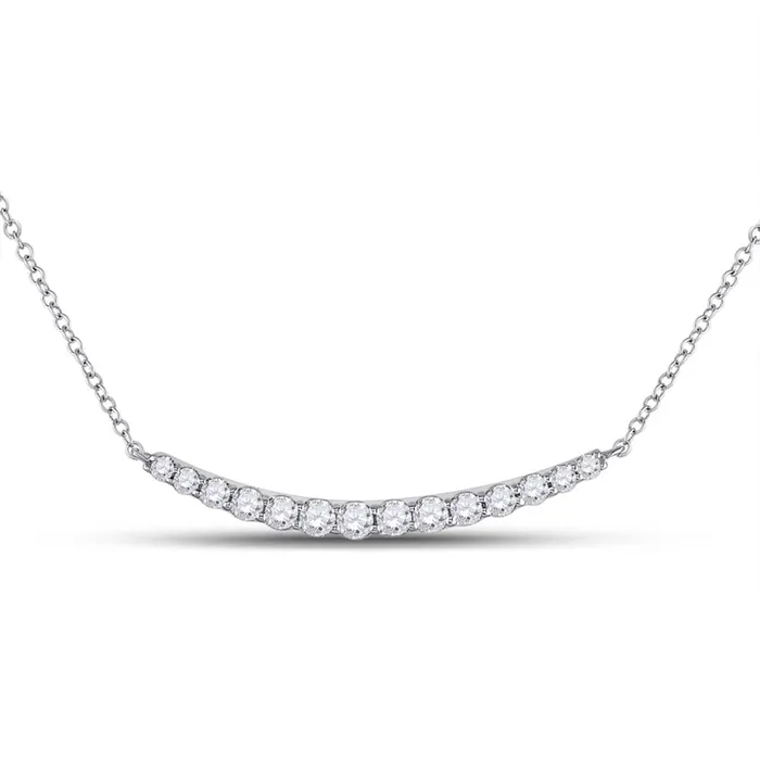 Necklaces gndatlanta 14k White Gold Round Diamond Curved Bar Necklace 34 Cttw Necklaces gndatlanta 14k White Gold Round Diamond Curved Bar Necklace 34 Cttw