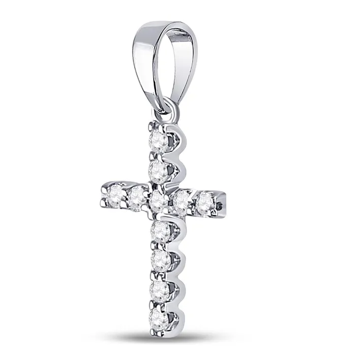 Necklaces gndatlanta 14k White Gold Round Diamond Faith Cross Pendant 15 Cttw Necklaces gndatlanta 14k White Gold Round Diamond Faith Cross Pendant 15 Cttw
