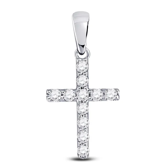 Necklaces gndatlanta 14k White Gold Round Diamond Faith Cross Pendant 15 Cttw