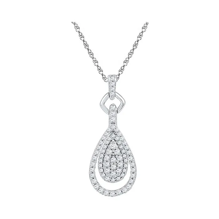 Necklaces gndatlanta 14k White Gold Round Diamond Teardrop Pendant 12 Cttw Necklaces gndatlanta 14k White Gold Round Diamond Teardrop Pendant 12 Cttw