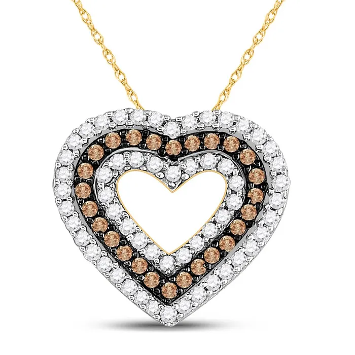 Necklaces gndatlanta 14k Yellow Gold Brown Diamond Heart Outline Pendant 34 Cttw Necklaces gndatlanta 14k Yellow Gold Brown Diamond Heart Outline Pendant 34 Cttw