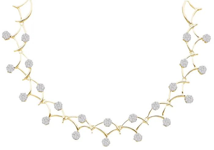 Necklaces gndatlanta 14k Yellow Gold Round Diamond Cluster Cocktail Necklace 312 Ctw Necklaces gndatlanta 14k Yellow Gold Round Diamond Cluster Cocktail Necklace 312 Ctw