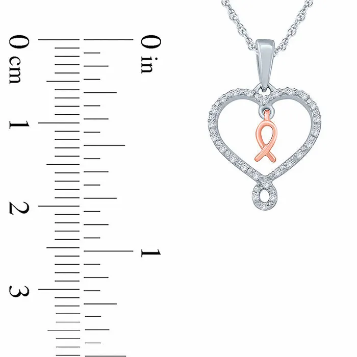 Necklaces Goldia 005 CT TW Natural Diamond Awareness Ribbon Dangle and Heart Pendant in 10K TwoTone Gold Necklaces Goldia 005 CT TW Natural Diamond Awareness Ribbon Dangle and Heart Pendant in 10K TwoTone Gold
