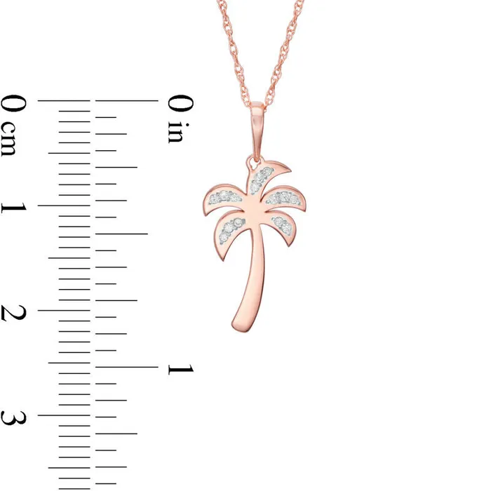 Necklaces Goldia 005 CT TW Natural Diamond LaserCut Palm Tree Pendant in 10K Rose Gold Necklaces Goldia 005 CT TW Natural Diamond LaserCut Palm Tree Pendant in 10K Rose Gold